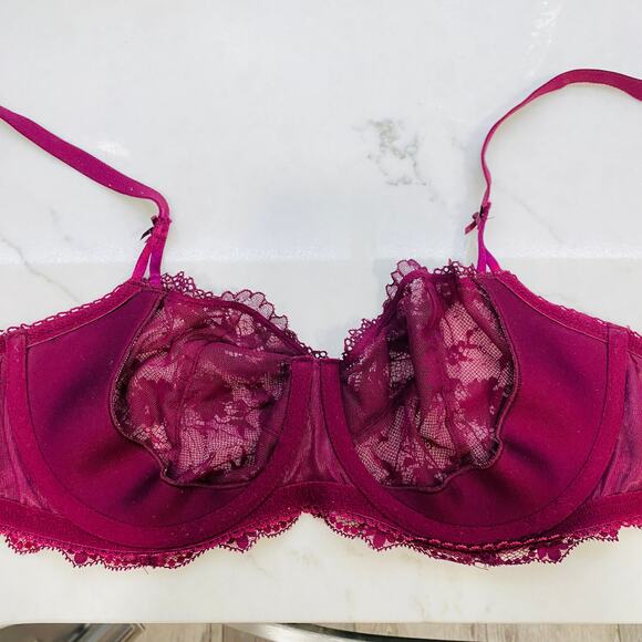 Victoria Secret Bra 34DD Dream Angels Push Up without padding burgundy wine 34E - Picture 3 of 6